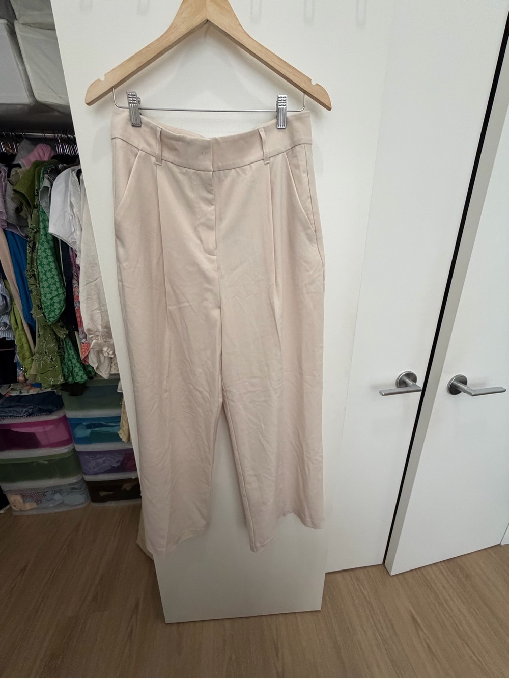 Oak & Fort Wide-Leg Trousers - Light Beige